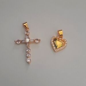 2 Pendants Cross and Heart